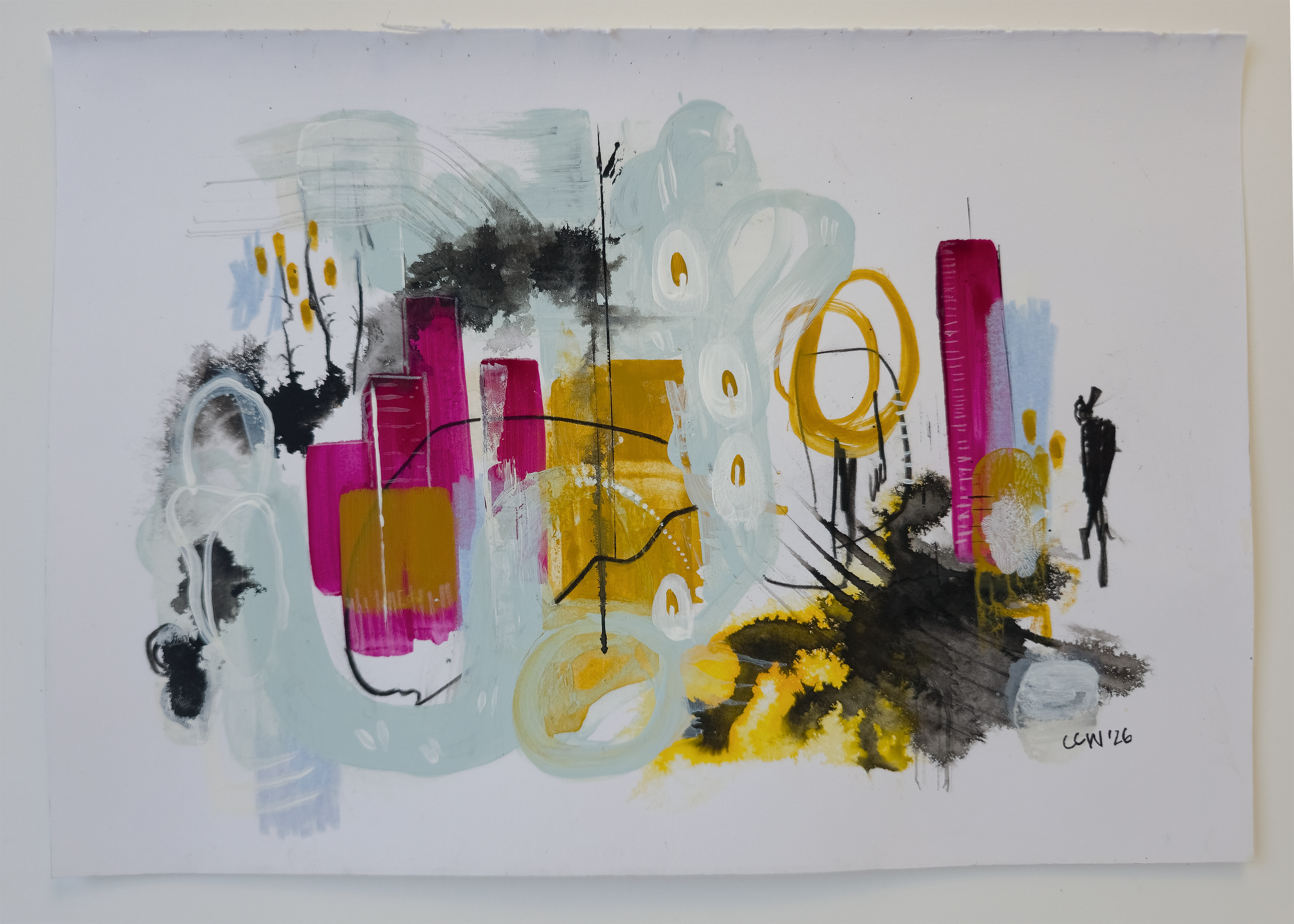 Mixed Media work by Caroline C Wallace THE HUM_SPRAWL