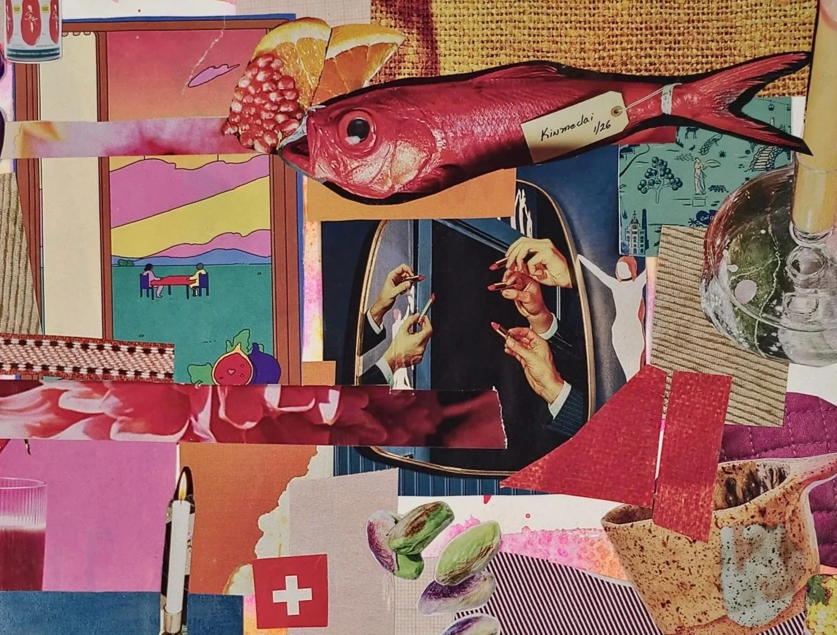 A collage of various objects and images by artist and architectural designer, Caroline Wallace.