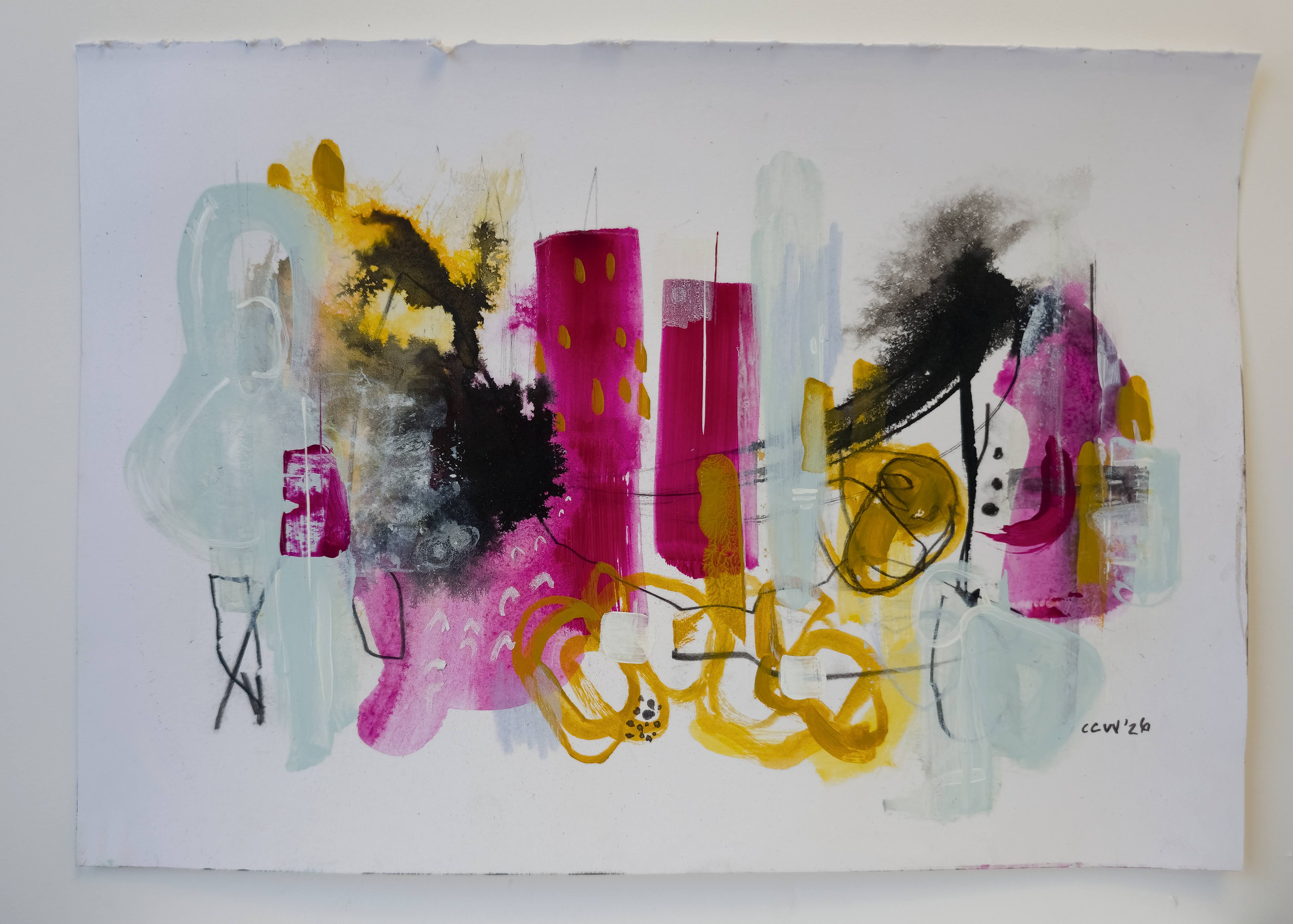 Mixed Media work by Caroline C Wallace THE HUM_SUSPENSION