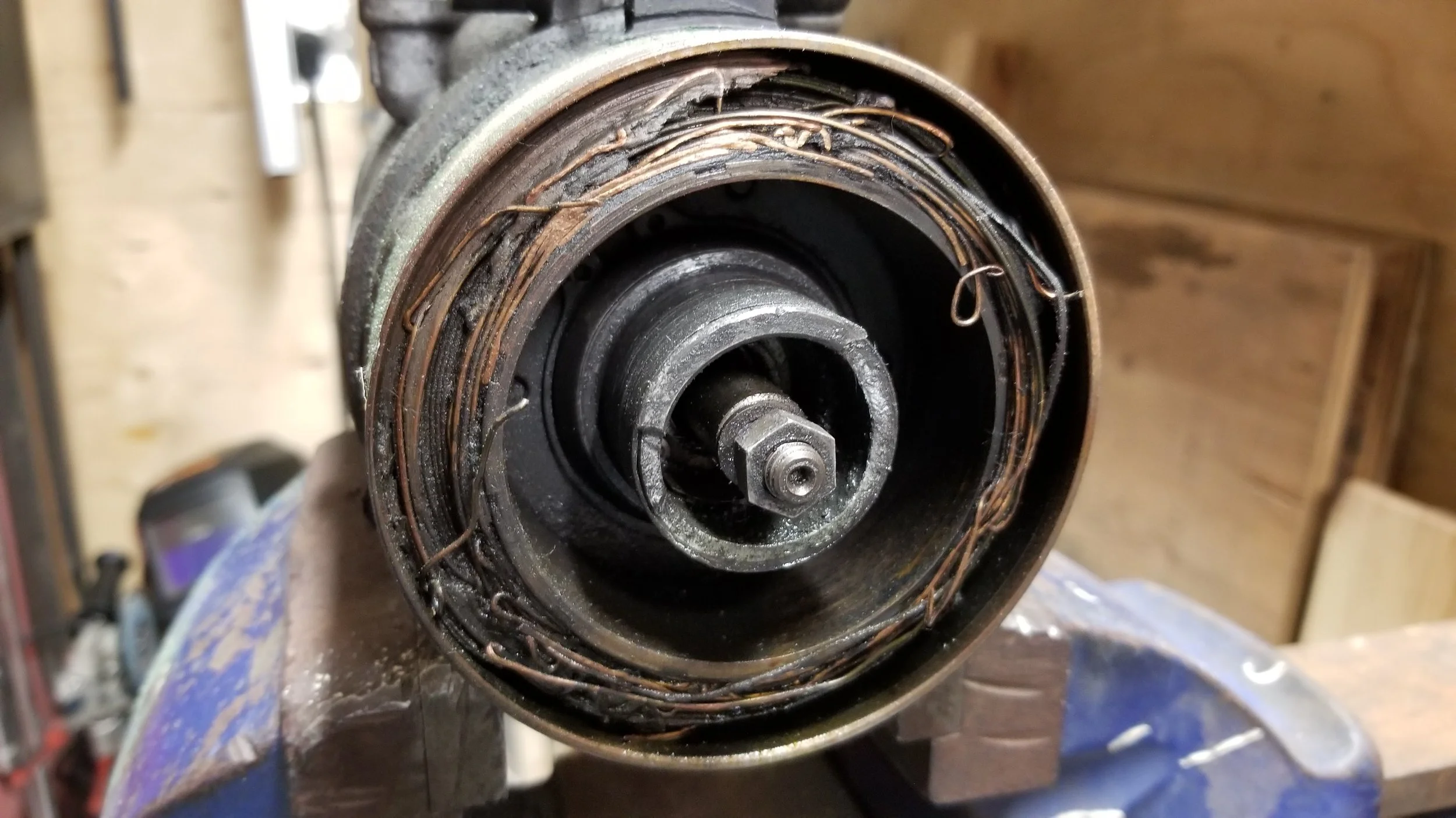 Destroyed Denso air conditioning compressor coil.