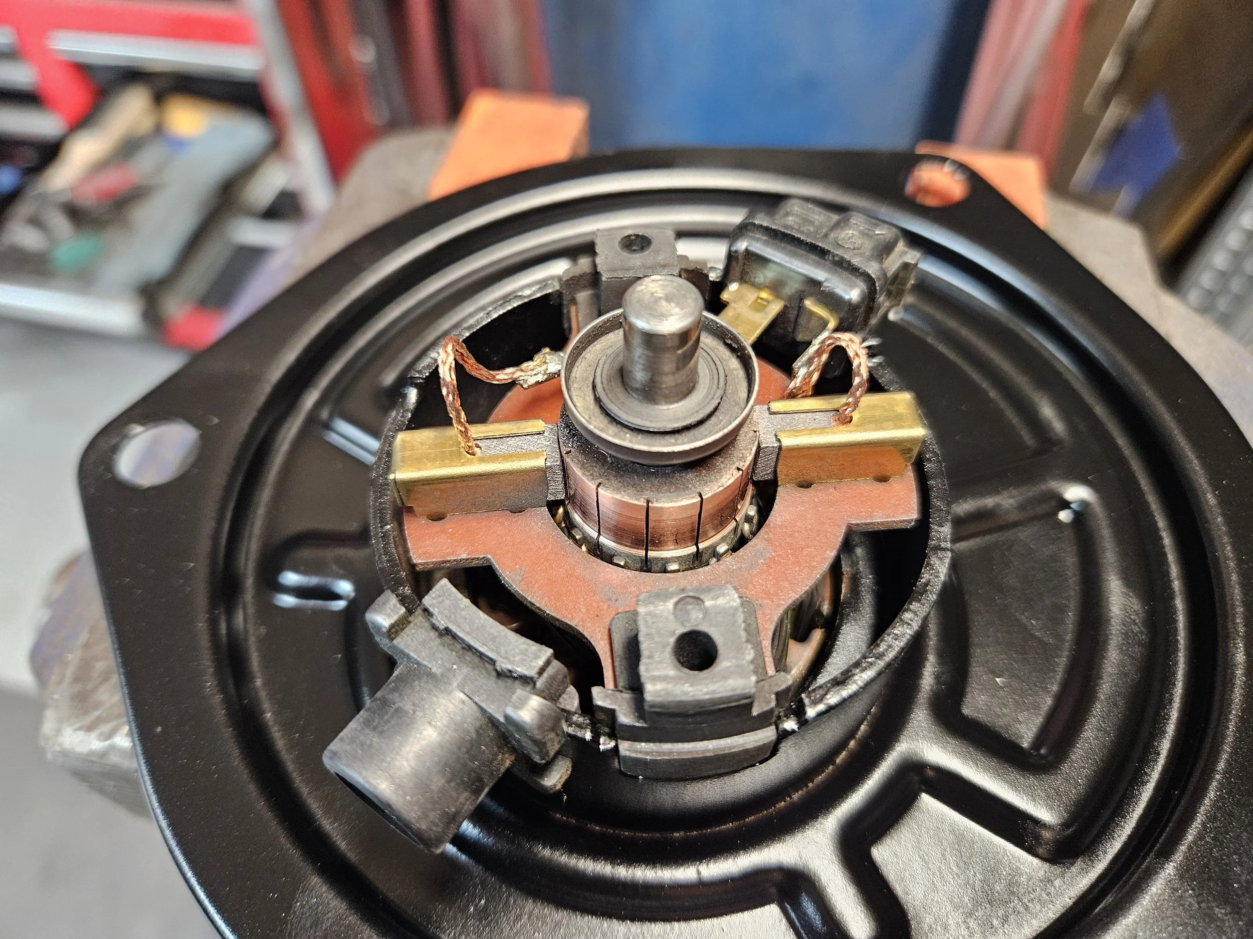 New brushes installed in 60-series 12-volt blower motor.