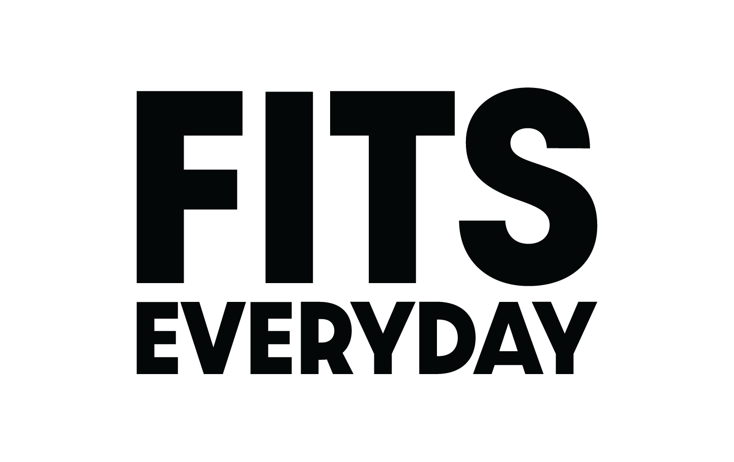 Bold black text reading "FITS EVERYDAY" on a white background