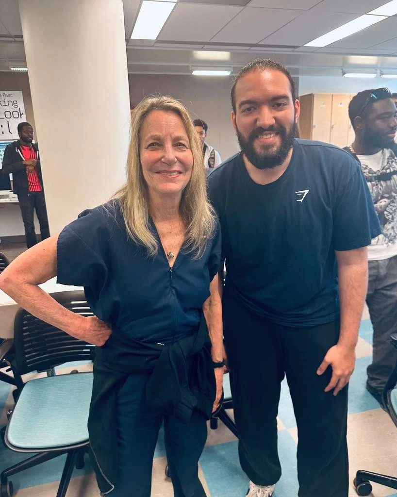 A picture of Nour Mohsen with the iconic designer Paula Scher