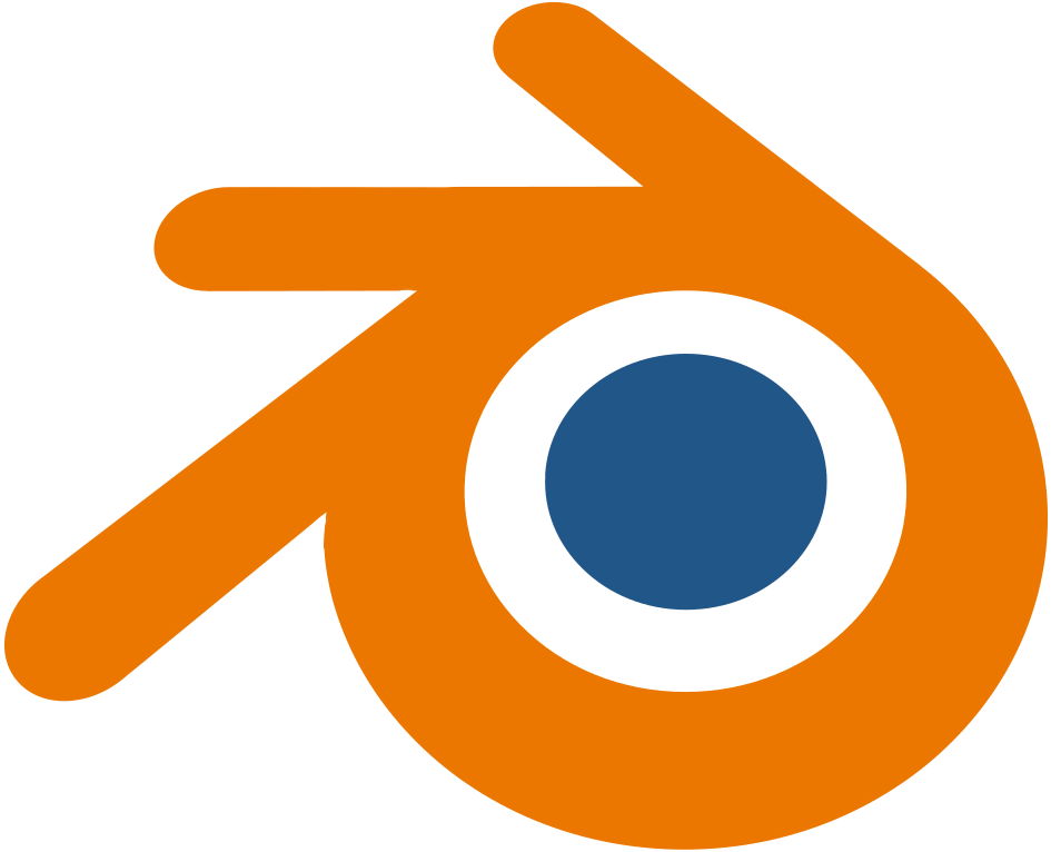 Logo of Blender, a 3D computer graphics software, featuring an orange stylized eye with a blue circle in the center.