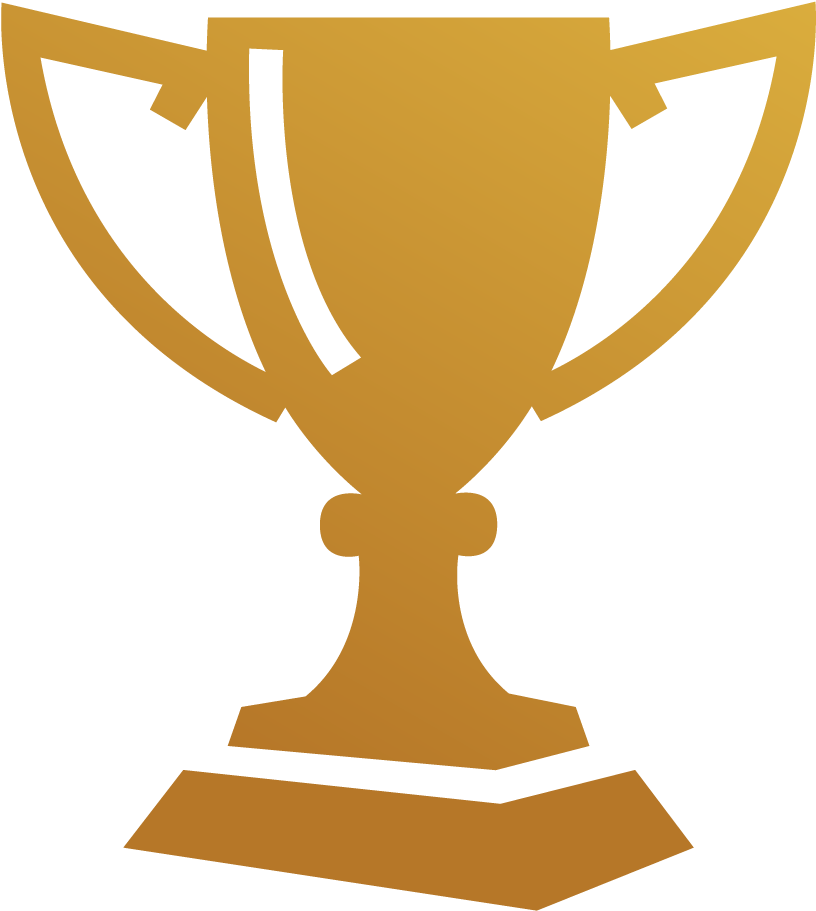 Gold trophy cup with a black background.
