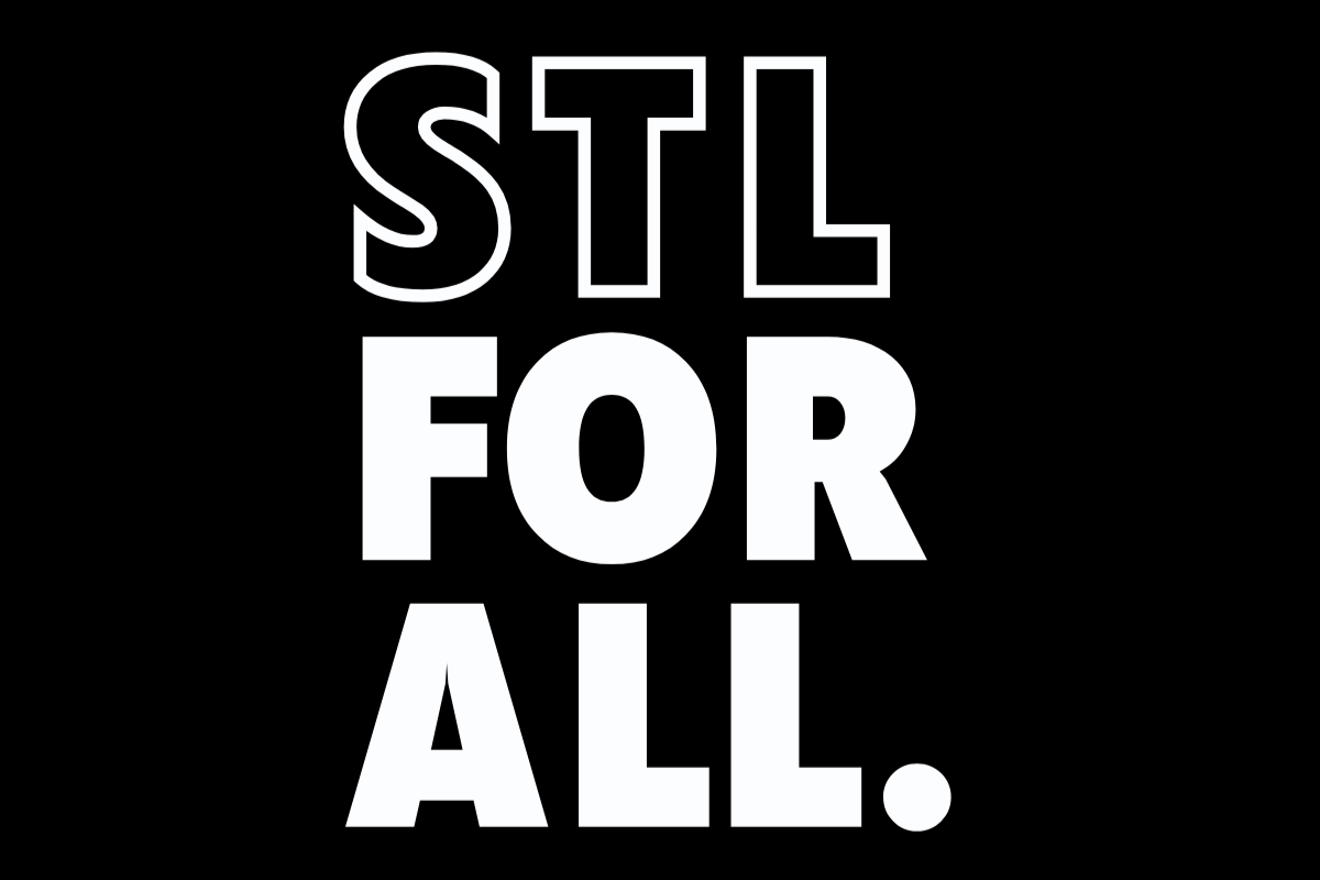 Text graphic with the words 'STL FOR ALL' in bold white letters on a black background.