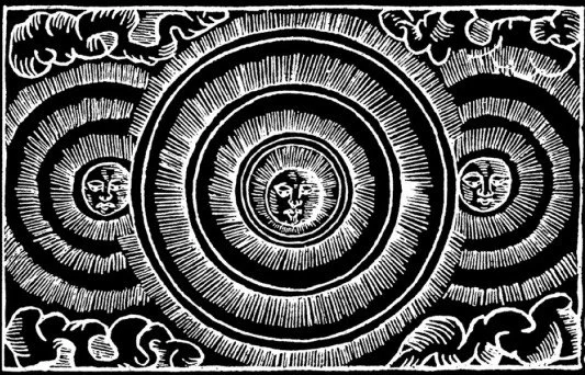 Image by Olaus Magnus of the midnight sun, from Historia de Gentibus Septentrionalibus.