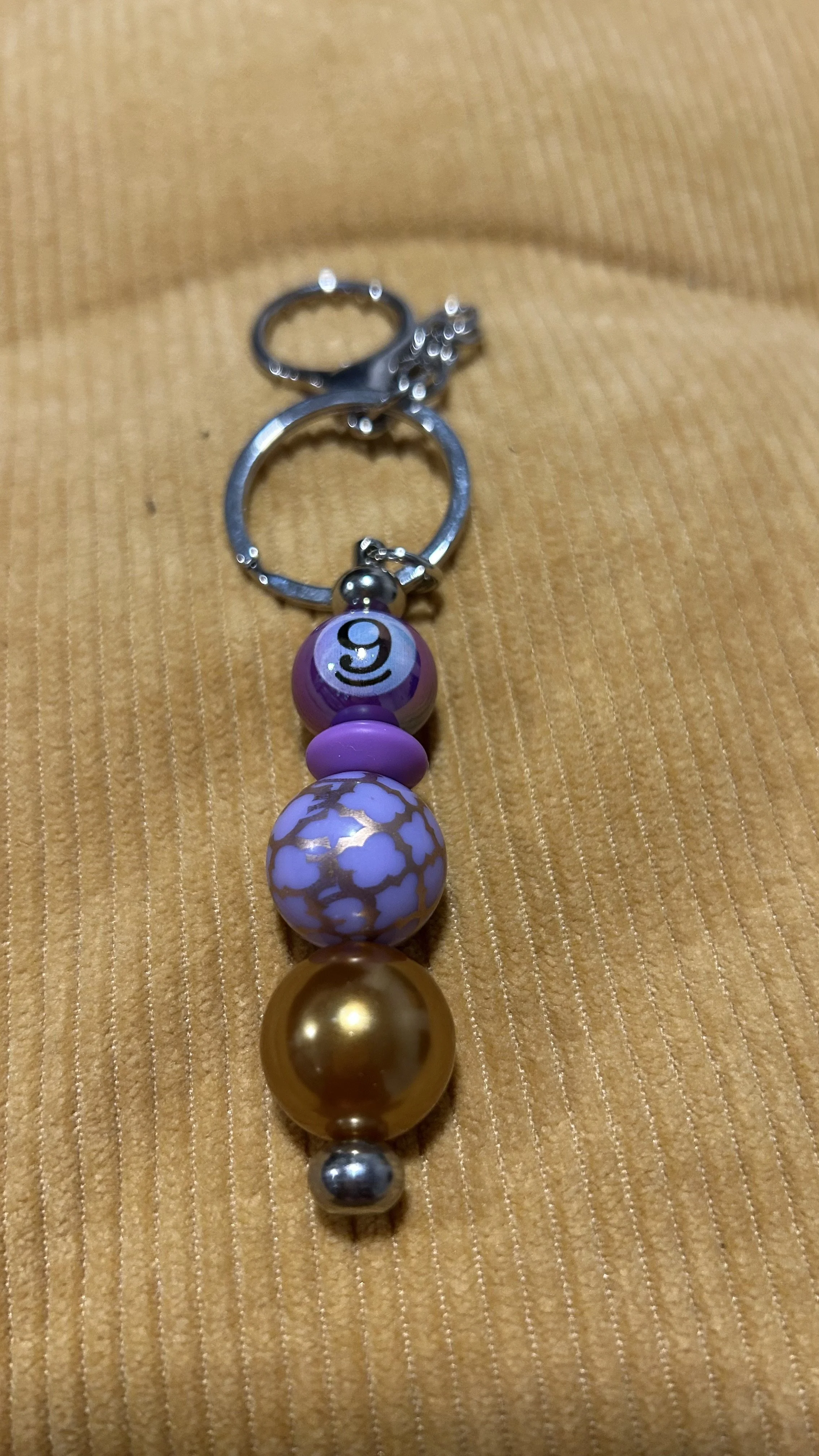 Purple Beaded Keychain