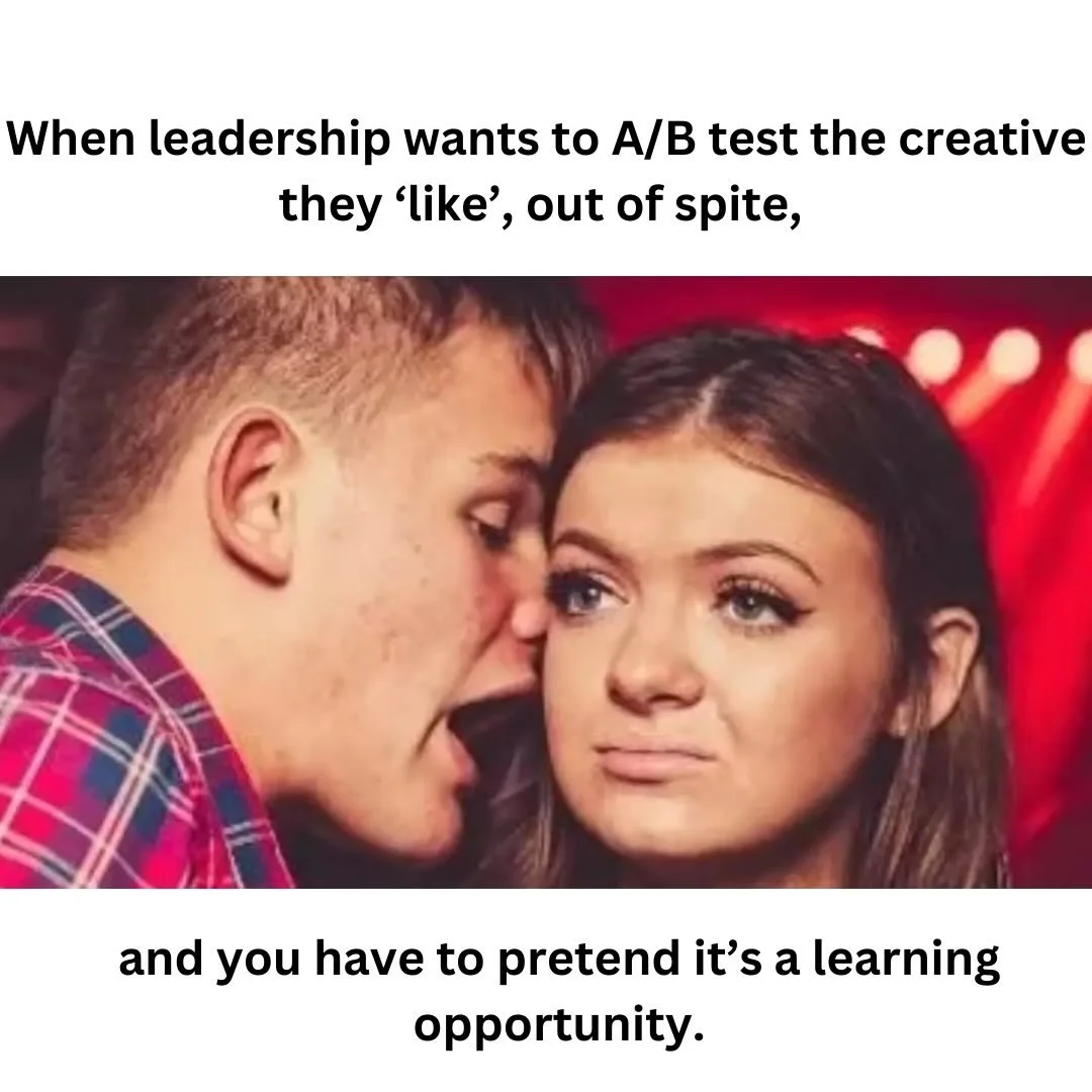 Some tests improve revenue. Some tests improve learning. And some tests&hellip; just help someone sleep at night 😂

Here&rsquo;s to the CRM teams trying to keep the science in A/B testing. Stay strong, data friends. 📬✨