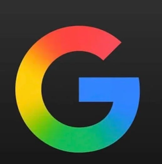 Google logo with a rainbow-colored G on a black background.