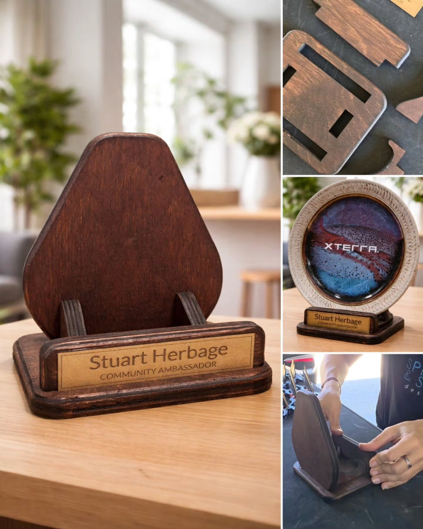 Not every award is for the loudest voice. Some are for the ones quietly making everything happen behind the scenes.

This custom holder was made to fit a locally crafted plate, brought together with a simple XTERRA detail to honour someone who gives 