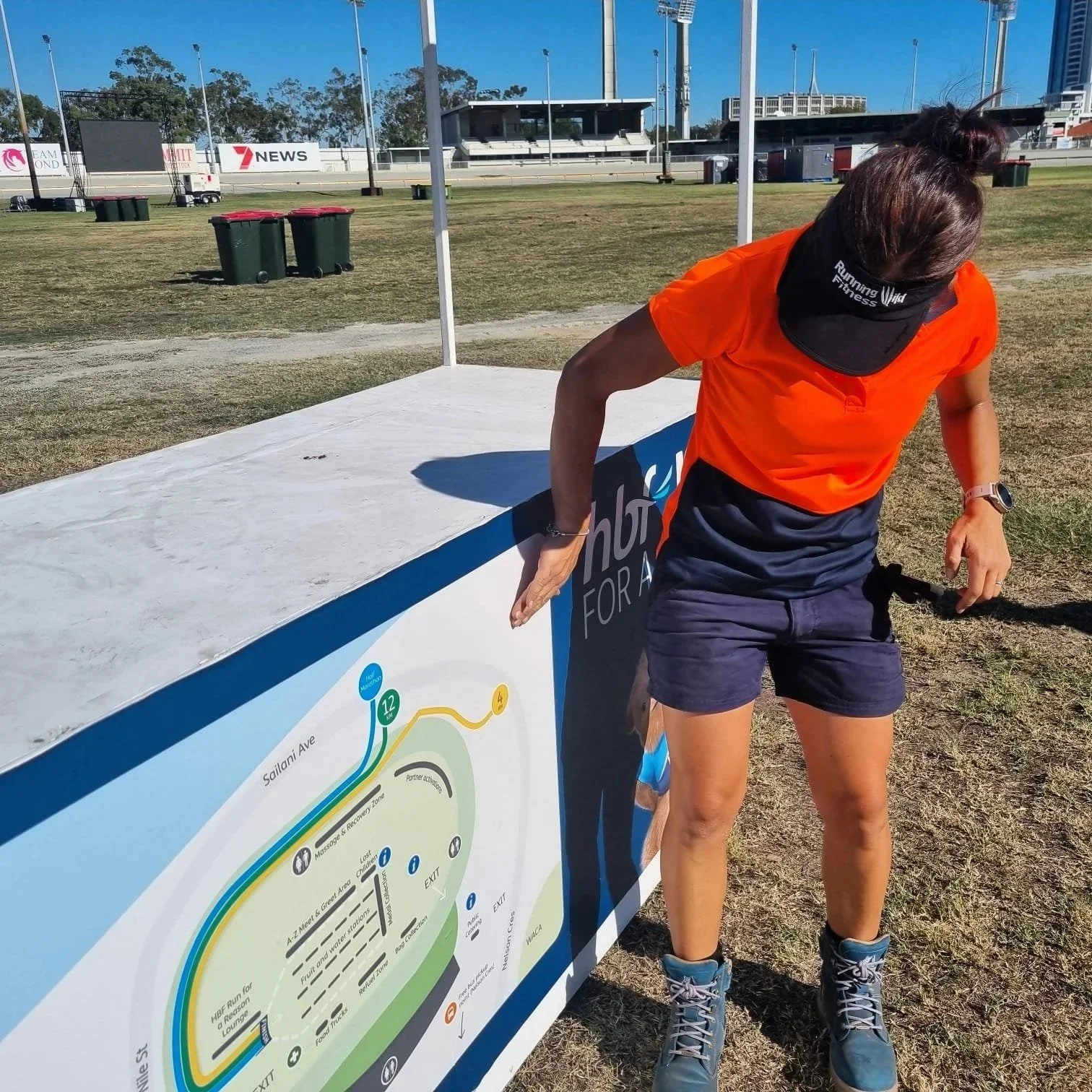 Signwriting / vinyl application at HBF Run for a Reason finish line