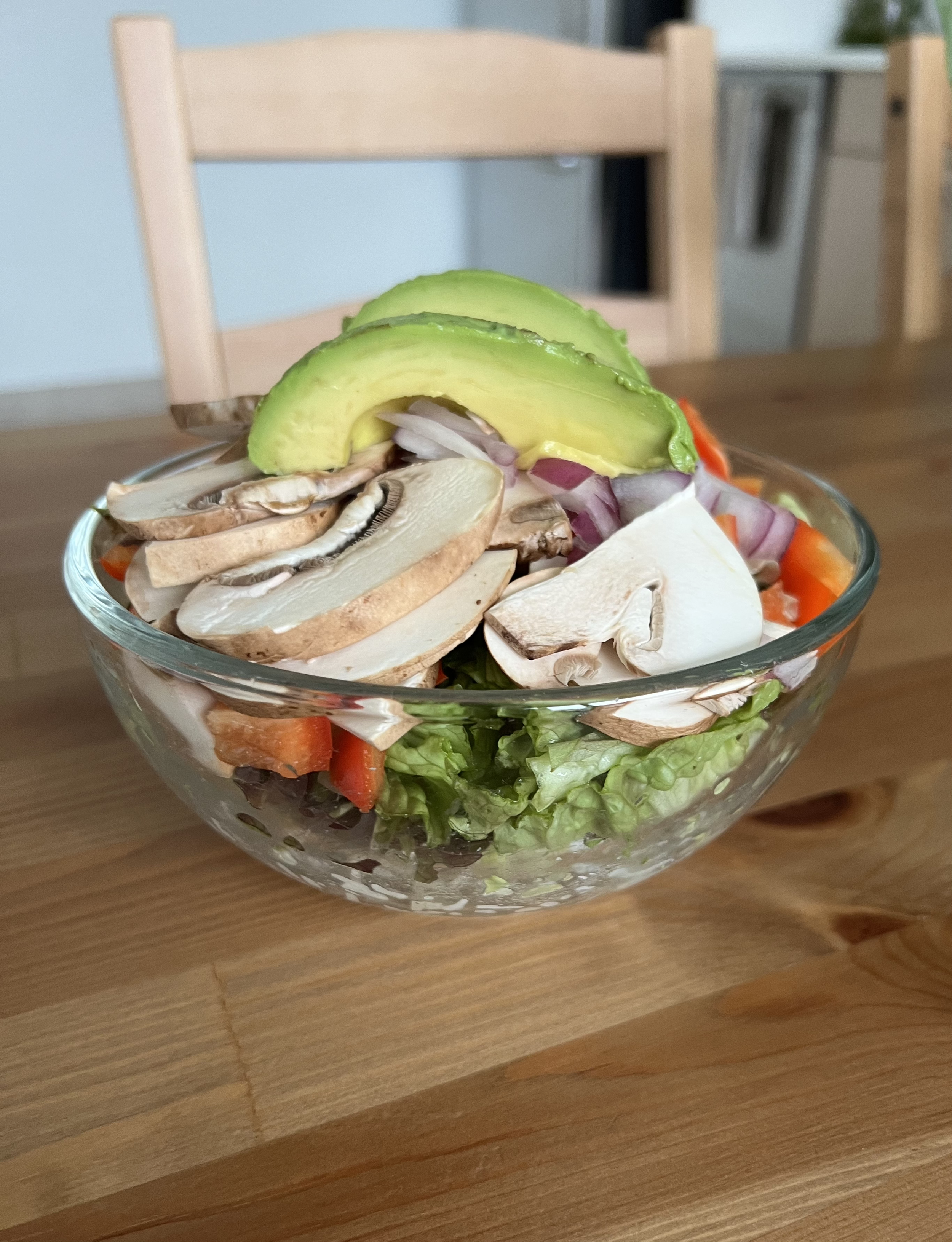 Avocado mushroom salad, with mixed veggies