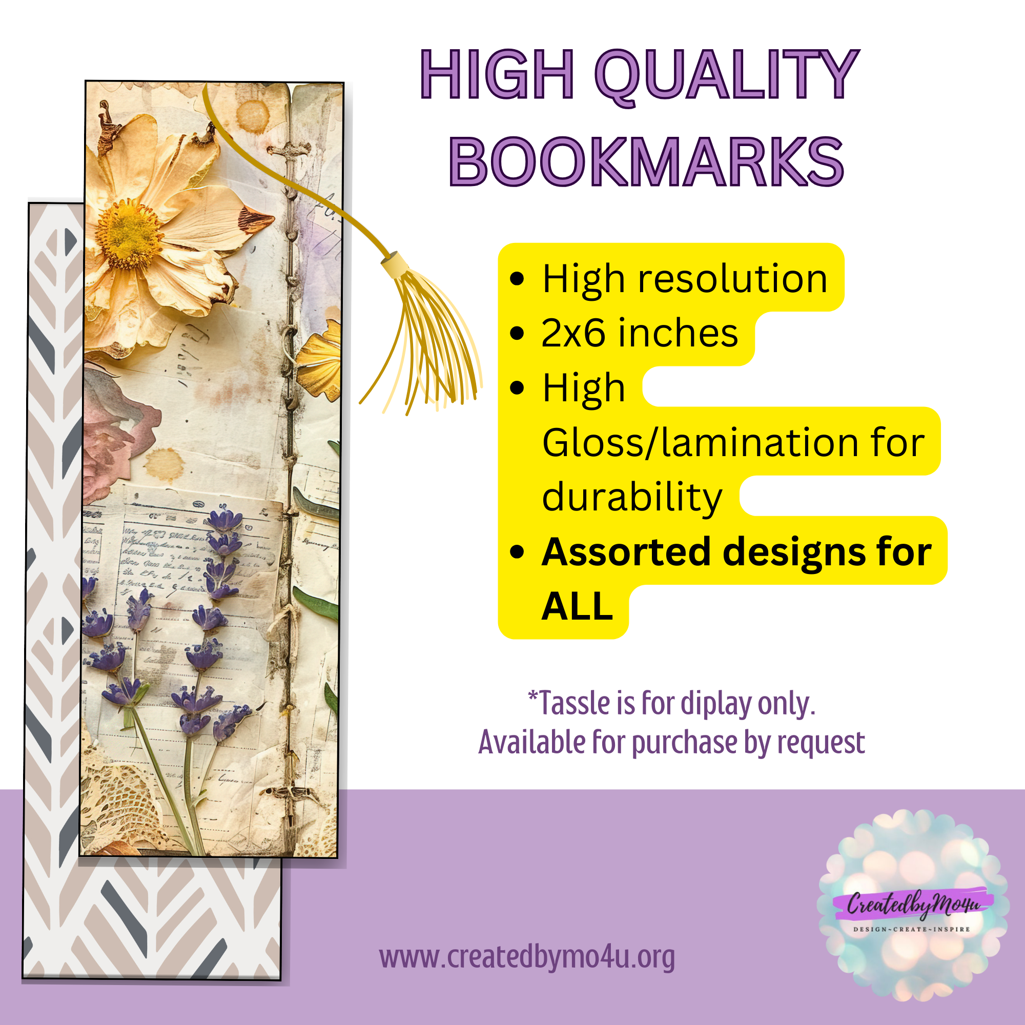 Laminated Bookmark | Durable Bookmark for Reading, Bible, Planners & Journals |  Set of 4
