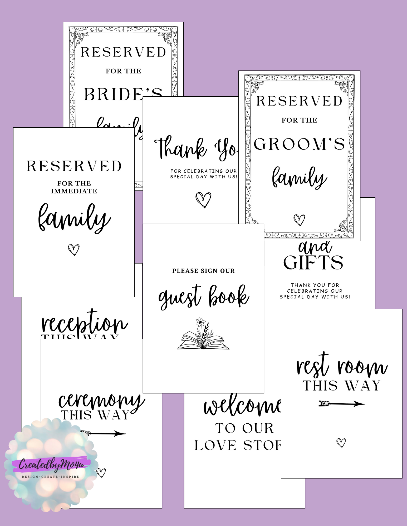 Wedding table signs Printable 10 | Wedding Reserved Family Reception Sign Templates | Digital Download PDF