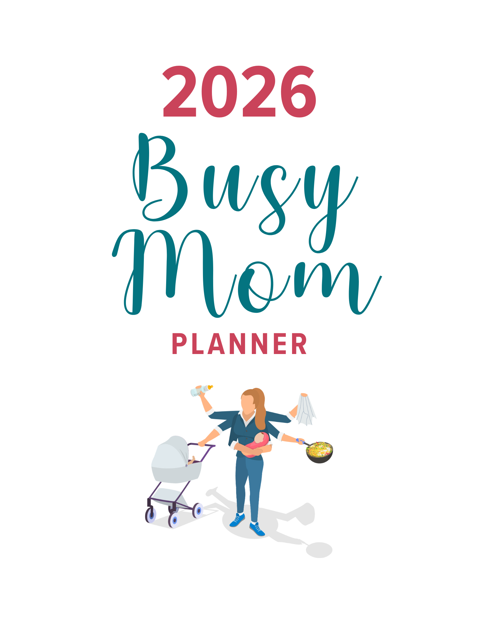 2026 Busy Mom Digital Planner | Printable PDF Organizer for Work, Home & Life