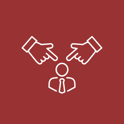 An icon image depicting workplace harassment