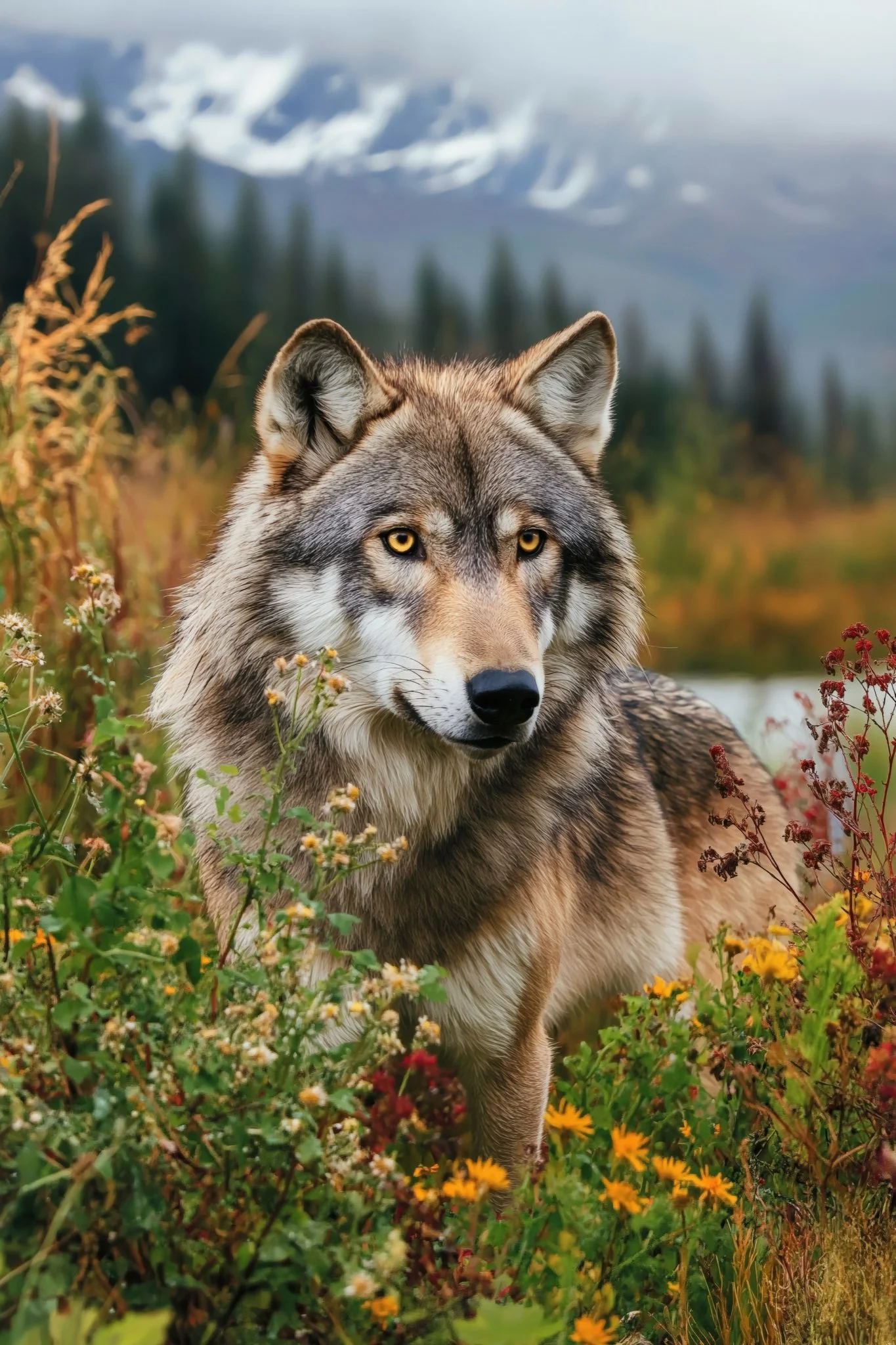 Wolf in Flowers