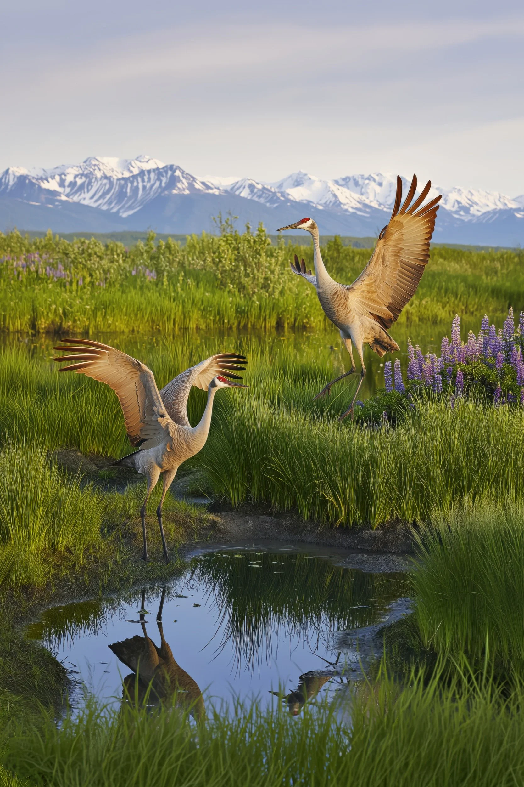 Dancing Sandhill Cranes