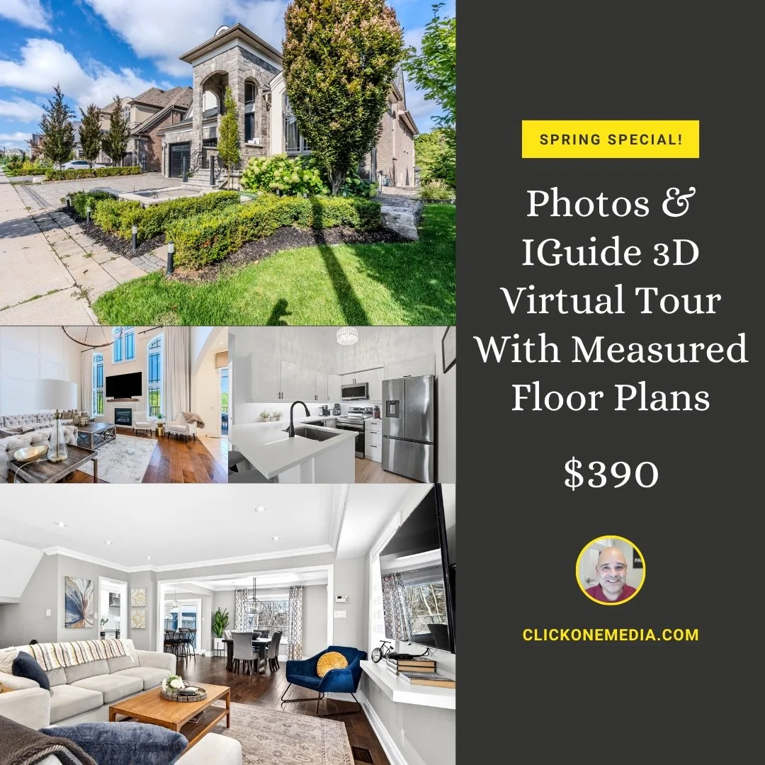 Photos &amp; iGuide 3D Virtual Tours with Measured Floor Plans for ONLY $390 www.clickonemedia.com 

Former Realtor Providing You With Consistent, Stress Free, Reliable Solutions for Your Listings.

&bull; Lease Photos
&bull; Listing Photos
&bull;&nb