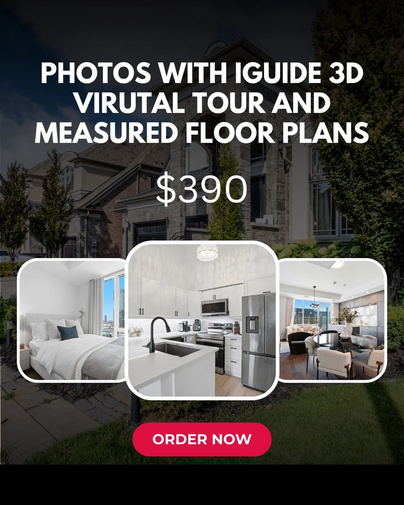 Real Estate Media www.clickonemedia.com 
Photos &bull; iGuide &bull; Floor Plans $390

Former Realtor Providing You With Consistent, Stress Free, Reliable Solutions for Your Listings.

&bull; Lease Photos
&bull; Listing Photos
&bull;&nbsp;Floor Plans