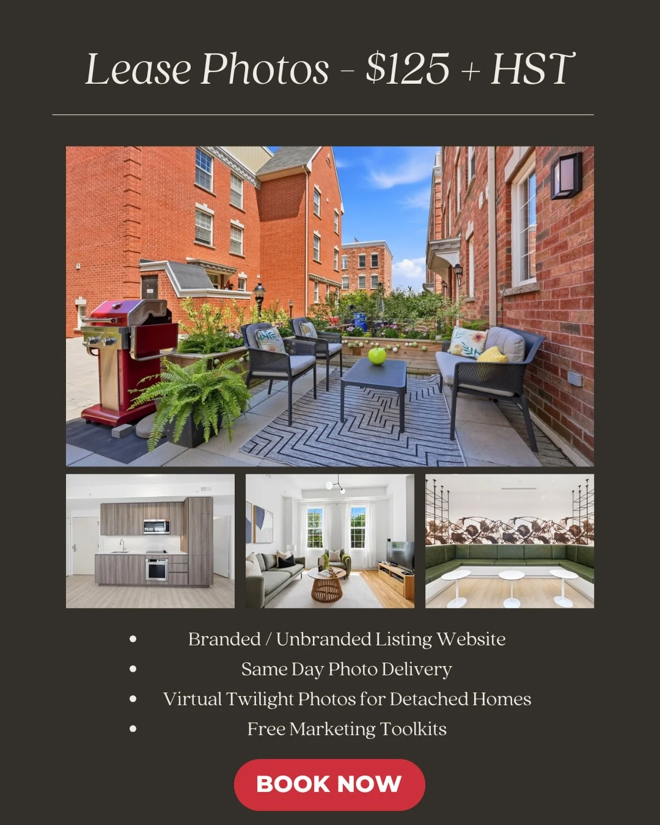 Book Your Real Estate Photography for Your Next Lease Listing: www.clickonemedia.com

Lease Photos $125 | Listing Photos $175

Former Realtor Providing You With Consistent, Stress Free, Reliable Solutions for Your Listings.

&bull; Lease Photos
&bull