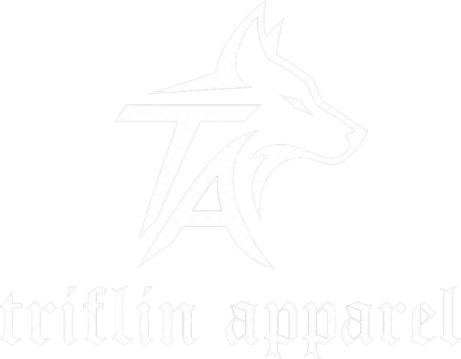A black and white logo featuring a stylized fox head with the letters T A and the words 'triftlin apparel' beneath it.