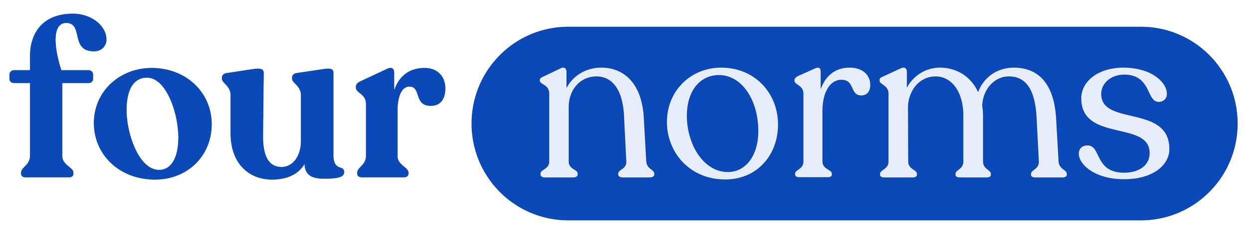 The image displays the logo of 'Four Norms,' with the text 'four' in large blue letters and 'homes' in white inside a blue oval shape. Links to ‘Four Norms’ community hub for parent groups that get things done.
