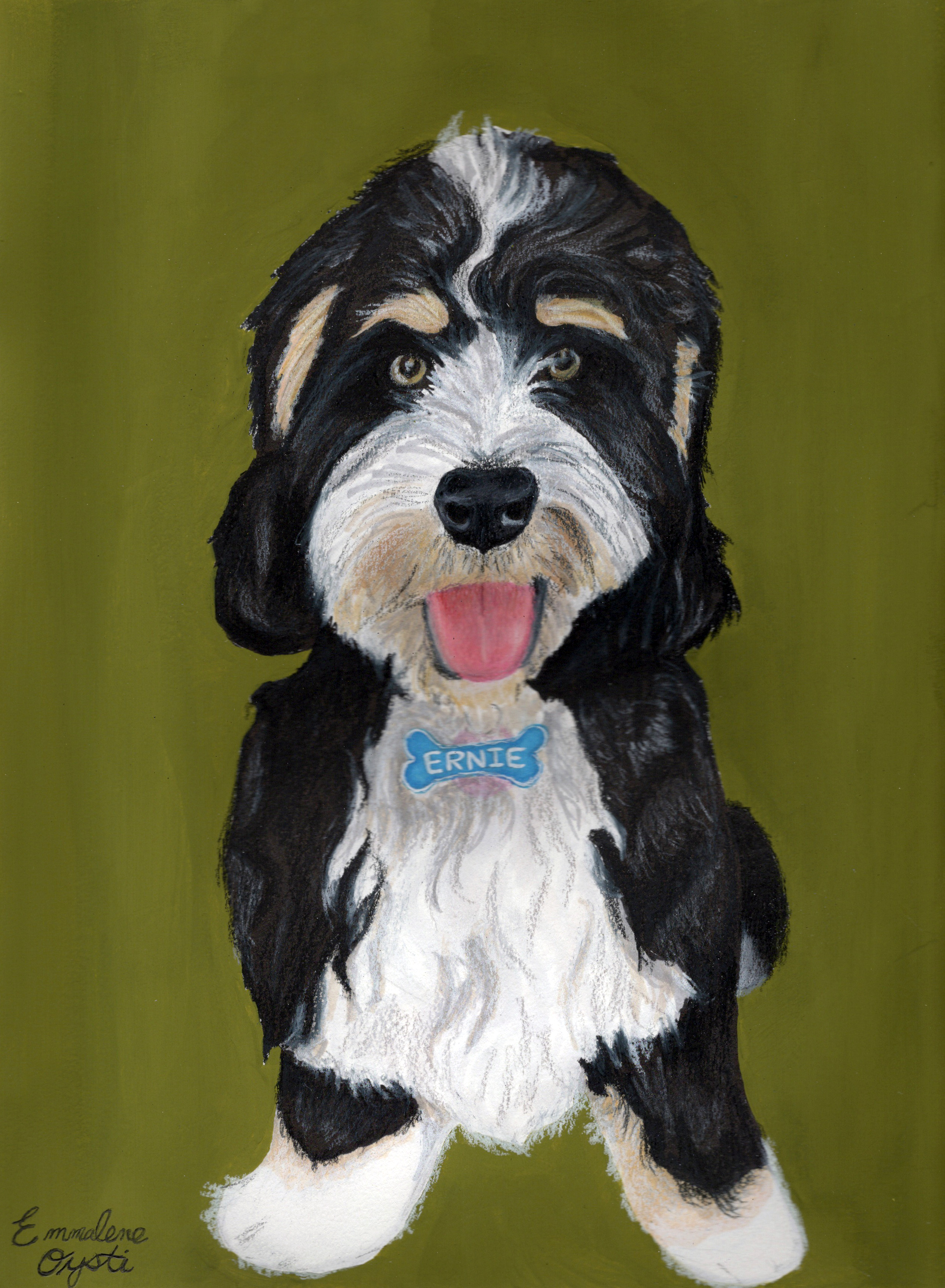 Ernie, Mixed Media, 2025. Commissioned Pet Portrait. 