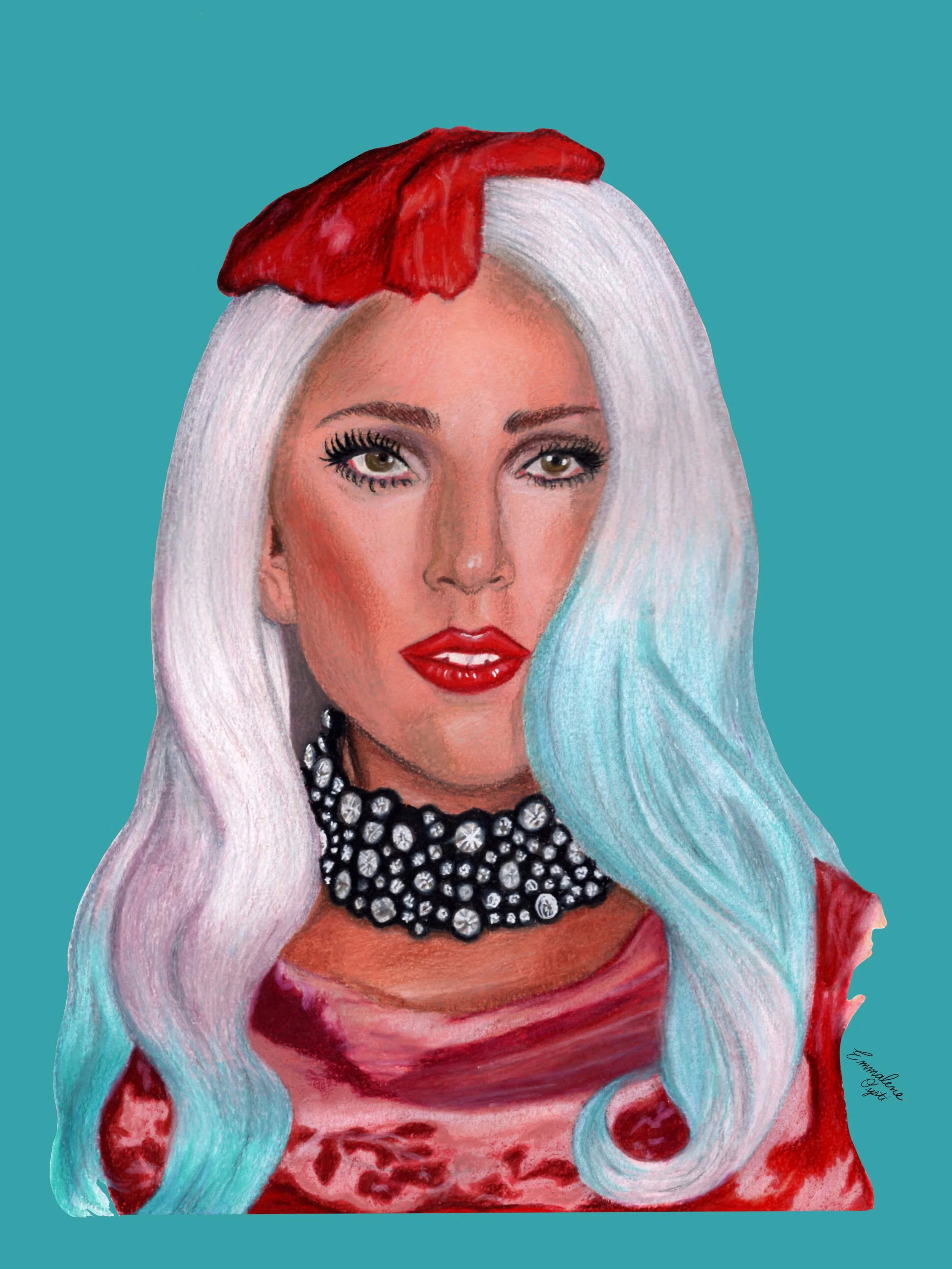 Meat Dress Gaga" "Parts of the Whole: Faces of Lady Gaga" series, Mixed Media, 2021.