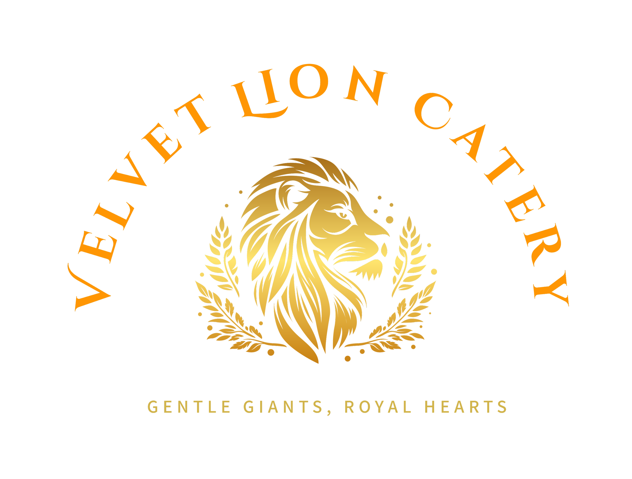 A logo featuring a lion's head in gold with a laurel wreath around it, with the text 'VESTA COLLECTION' curved above and the tagline 'GENTLE GIANTS, ROYAL HEARTS' below, all on a black background.