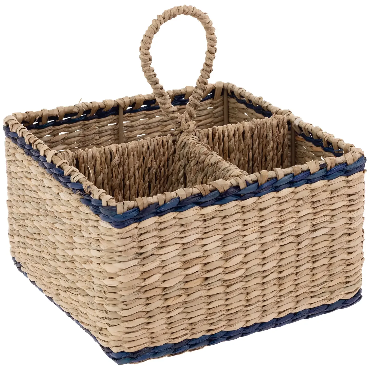 Seagrass Natural & Navy Utensil Caddy