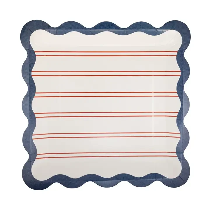 Red Stripes Paper Plate (8)