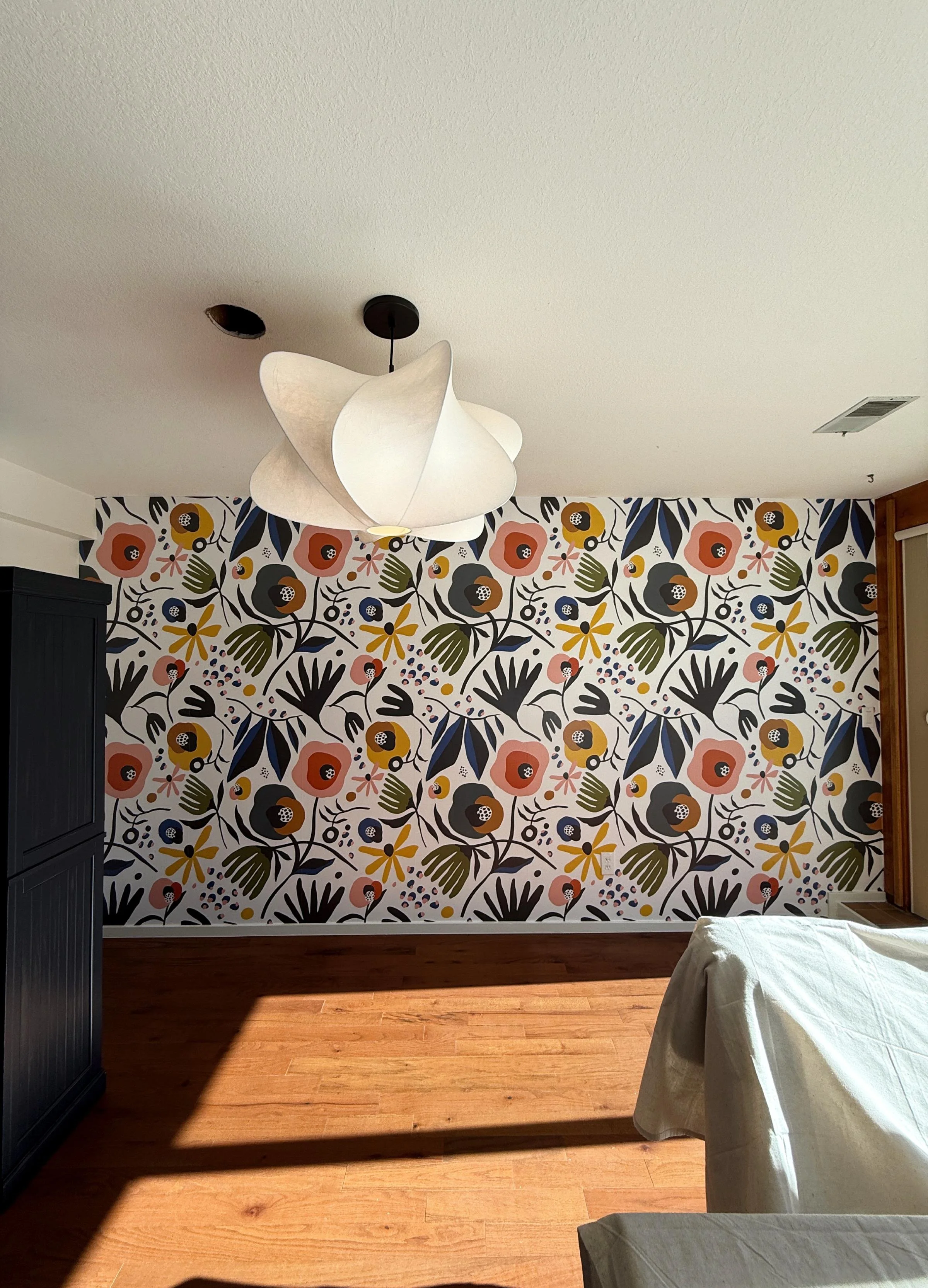 Visual accent wall installation creating atmosphere and balance