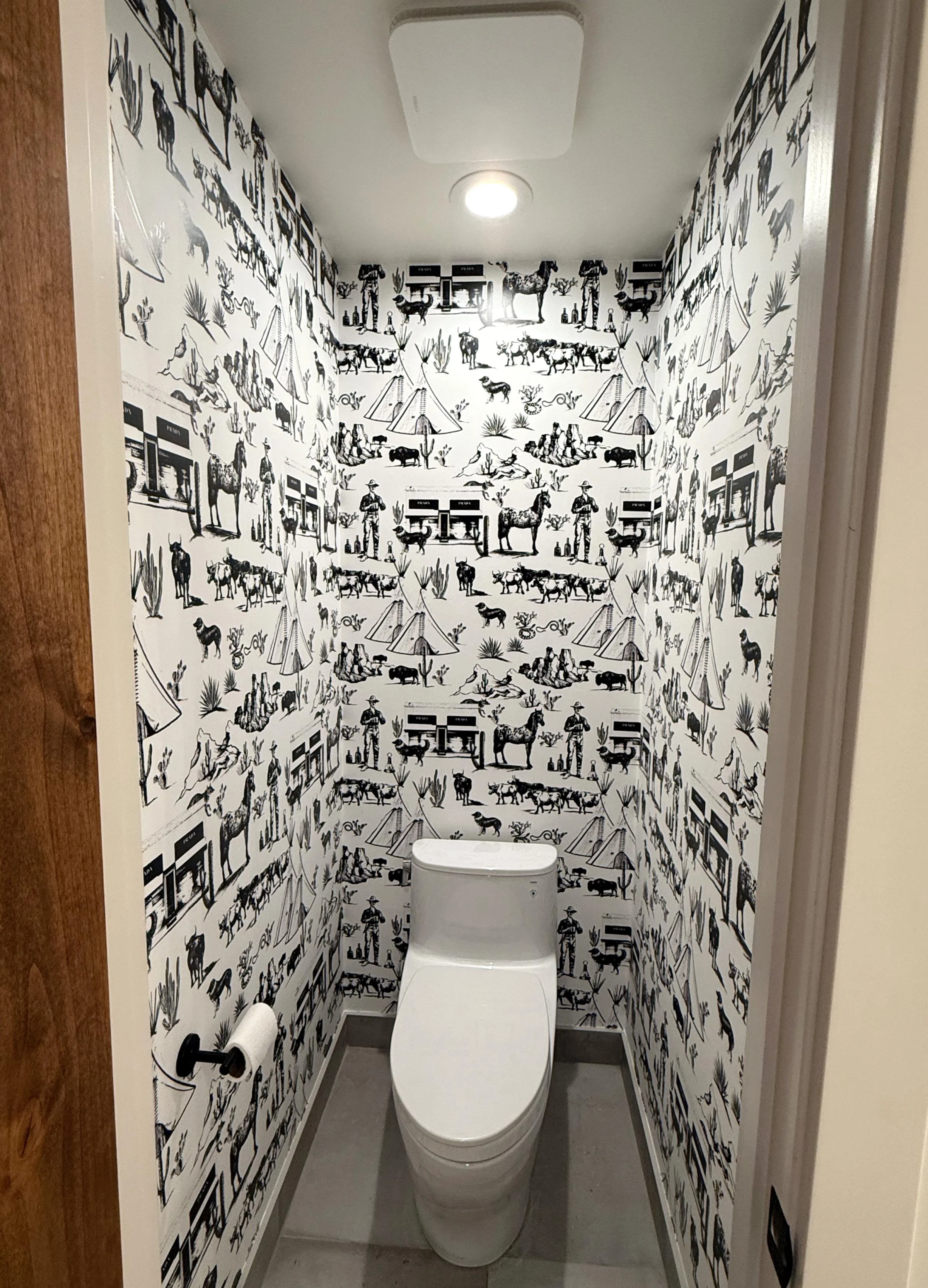 Accent-focused interior styling with wallpaper and custom walls