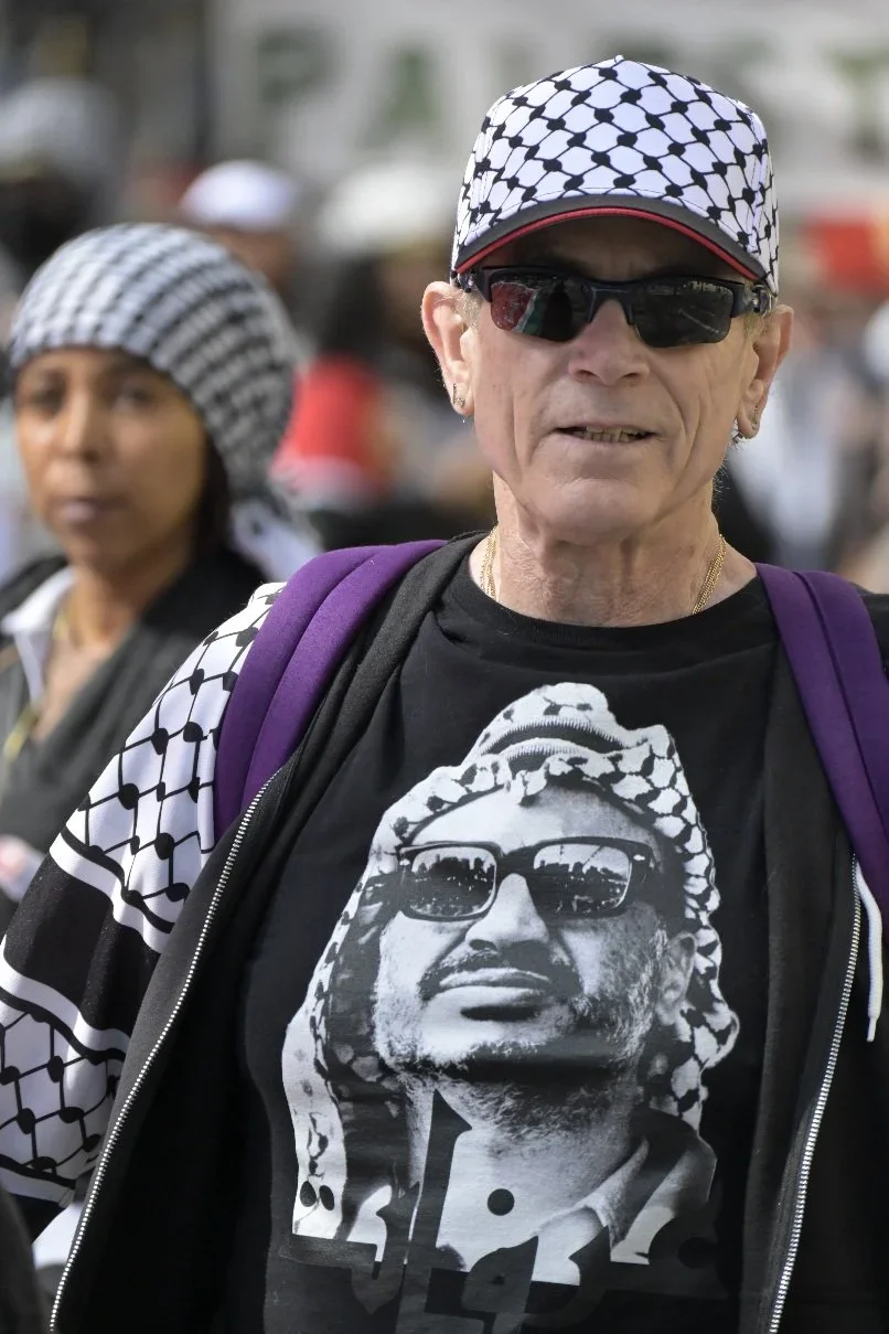 Editorial photograph from pro-Palestine demonstrations held in Melbourne during September–October 2025, documenting public protest, civic participation, and collective expression in urban space. Part of a long-form documentary project by photographer