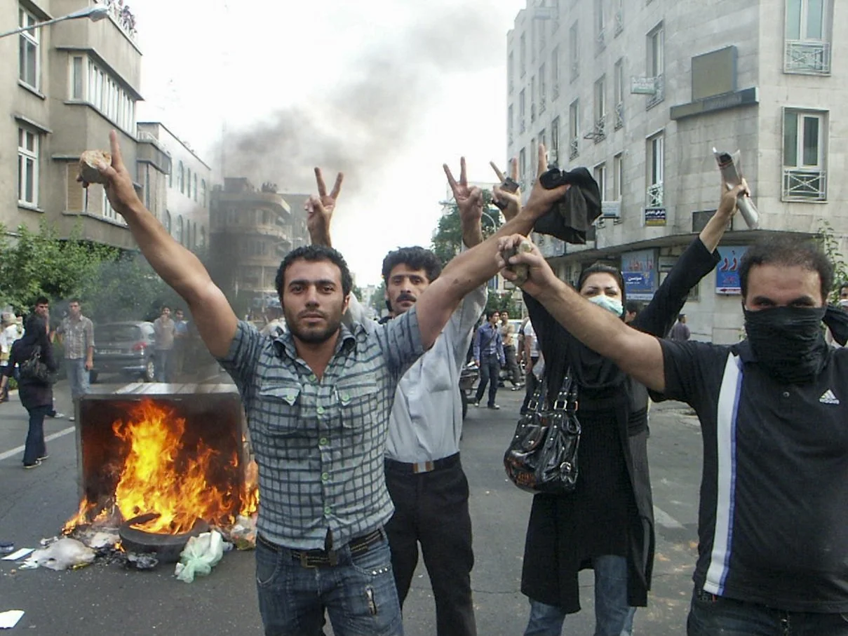 Scenes from the Iranian Green Movement protests, documenting public demonstrations in Iran — photo by Farhad Rajabali