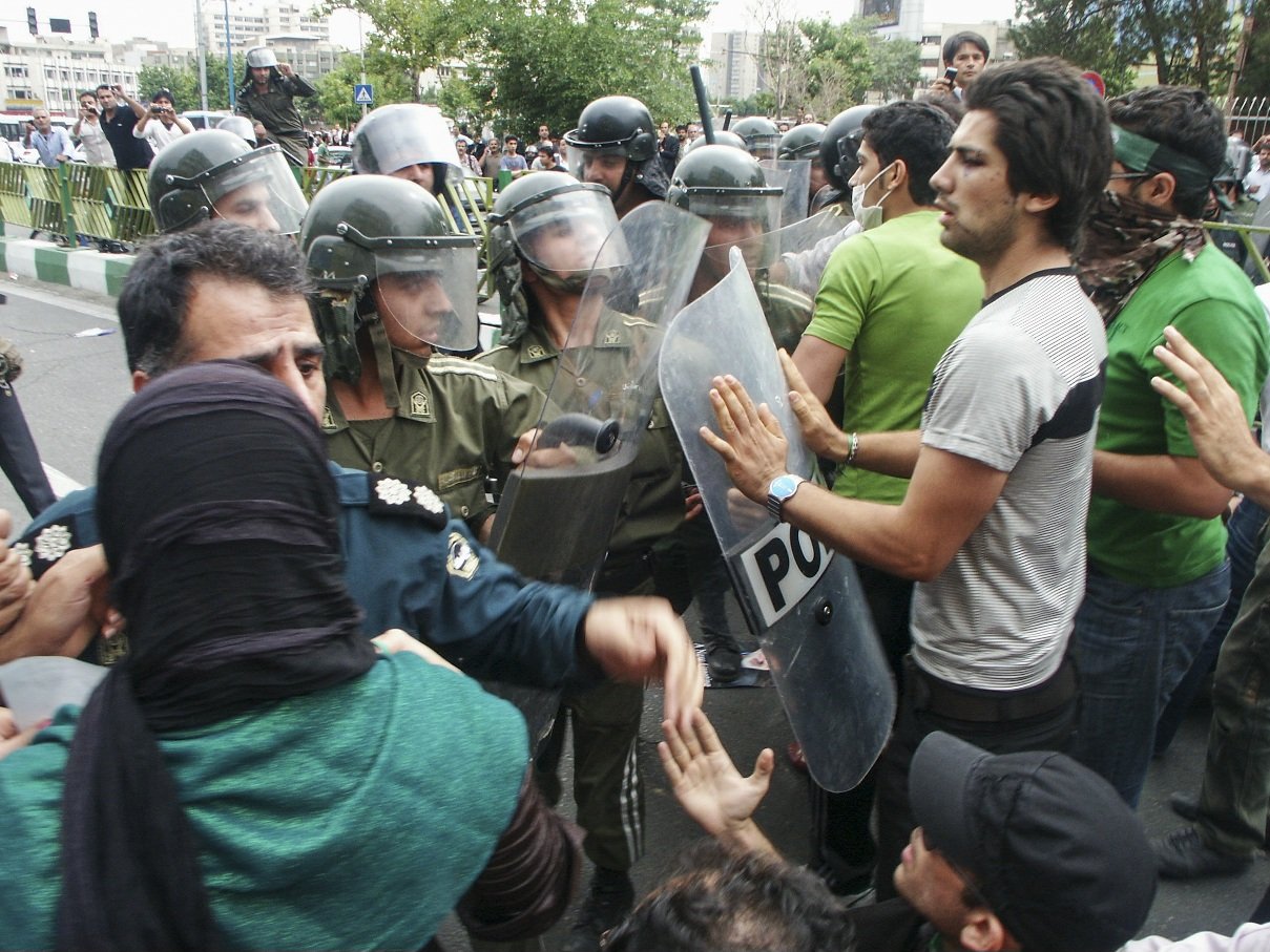 Scenes from the Iranian Green Movement protests, documenting public demonstrations in Iran — photo by Farhad Rajabali