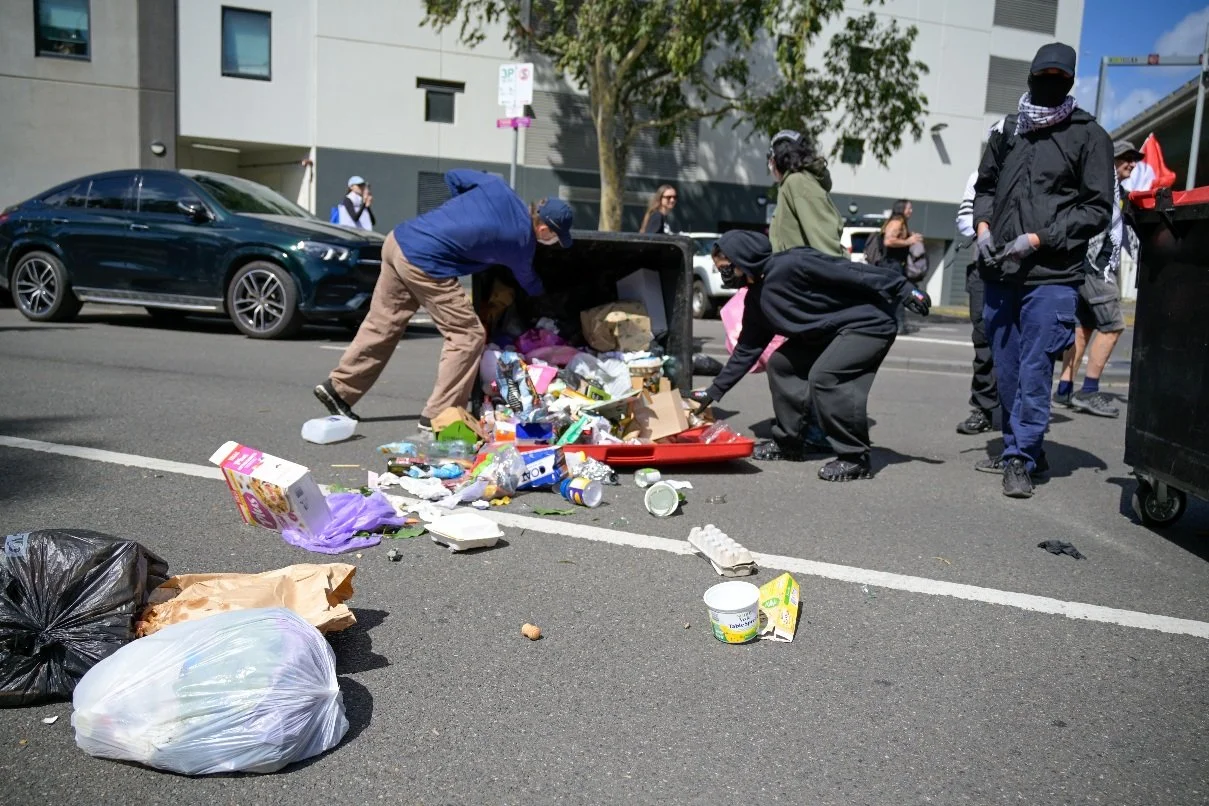 Documentary photograph taken during the Israeli President’s visit to Melbourne on 12 February, capturing protests in Southbank and the CBD, police security measures, and street-level tensions. | photo by Farhad Rajabali