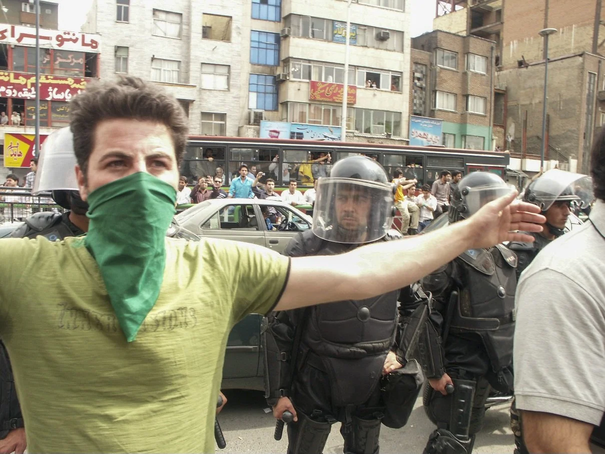 Scenes from the Iranian Green Movement protests, documenting public demonstrations in Iran — photo by Farhad Rajabali