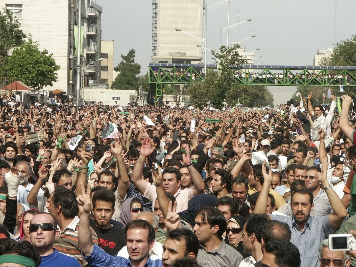 Scenes from the Iranian Green Movement protests, documenting public demonstrations in Iran — photo by Farhad Rajabali