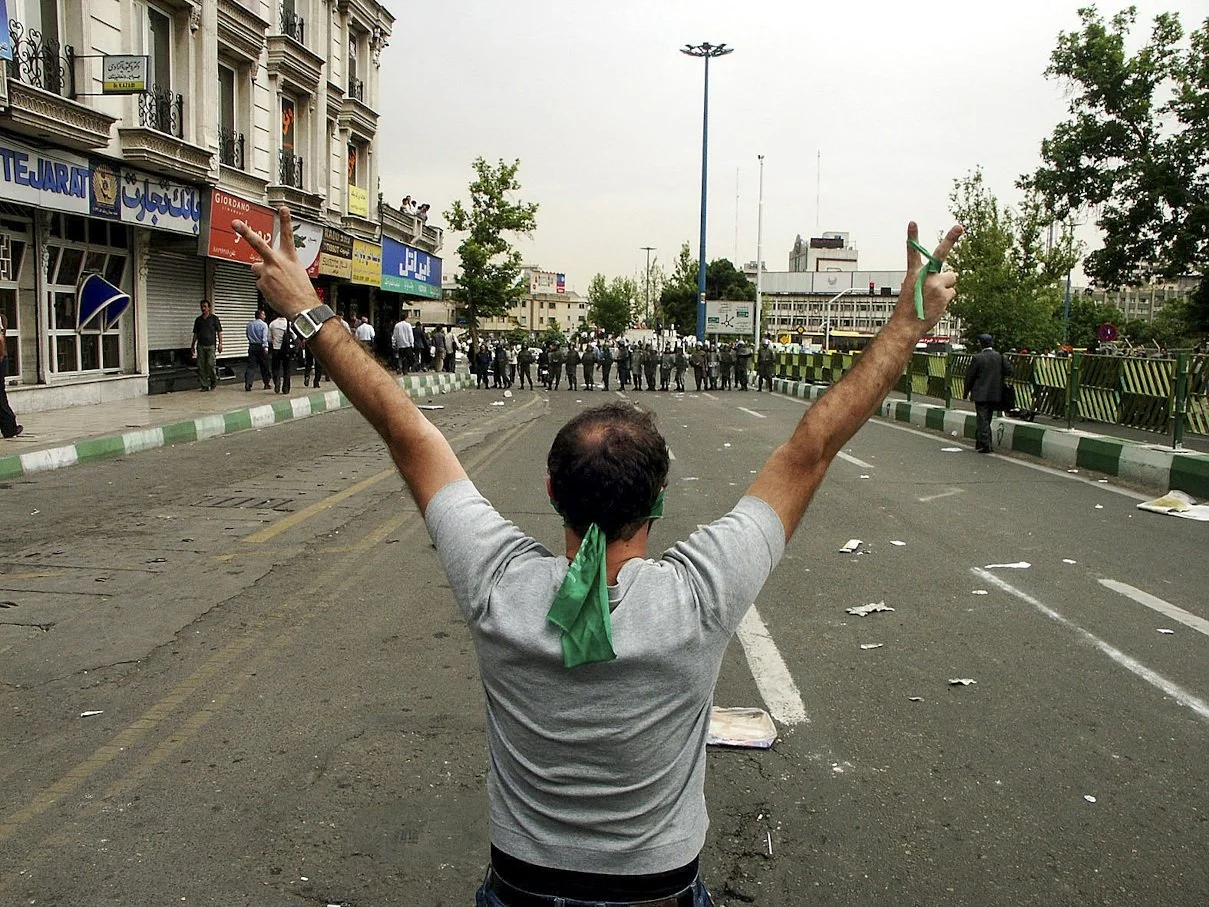 Scenes from the Iranian Green Movement protests, documenting public demonstrations in Iran — photo by Farhad Rajabali