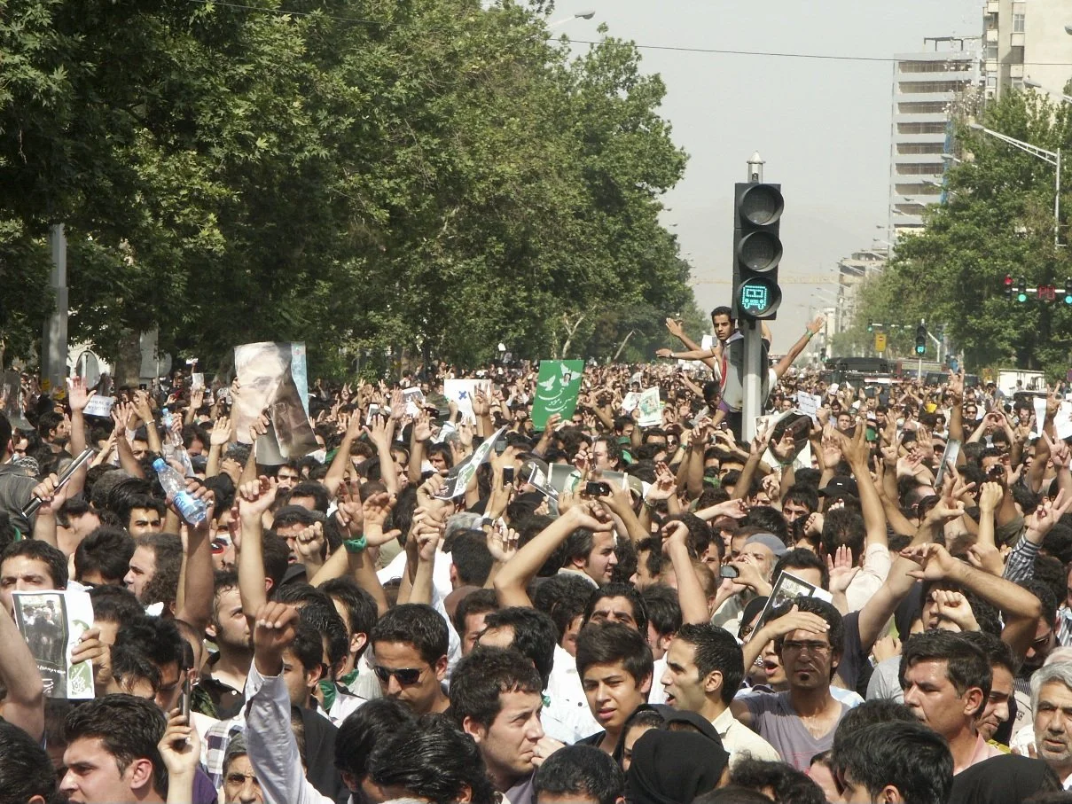 Scenes from the Iranian Green Movement protests, documenting public demonstrations in Iran — photo by Farhad Rajabali