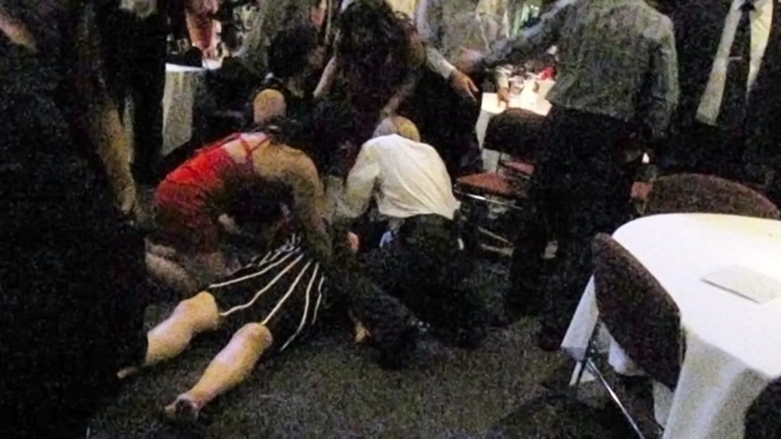 Moments after Zahra Abrahimzadeh was fatally stabbed by her estranged husband during a Persian New Year celebration at the Adelaide Convention Centre, 21 March 2010.