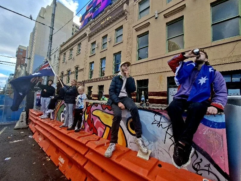 Editorial photograph from the Marches for Australia protests in Melbourne, documenting public demonstrations and civic expression. / photo by Farhad Rajabali | Artssie
