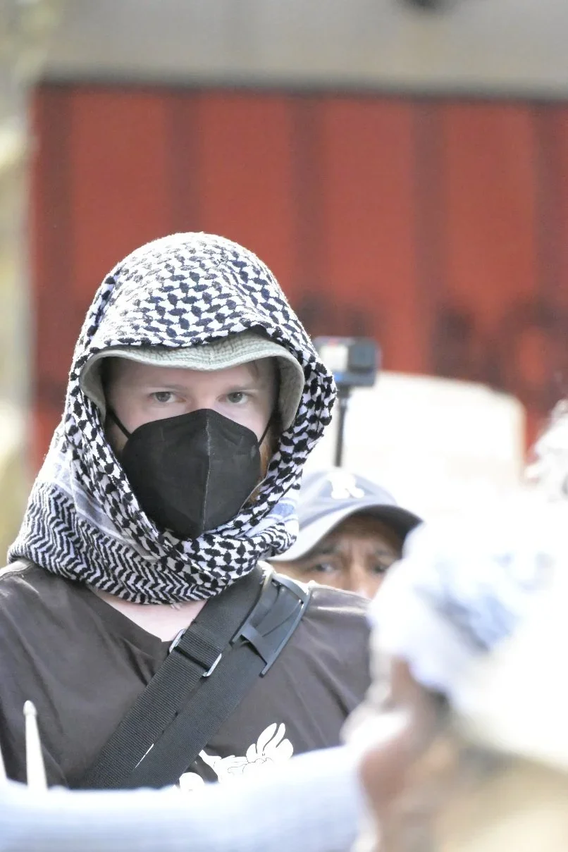 Editorial photograph from pro-Palestine demonstrations held in Melbourne during September–October 2025, documenting public protest, civic participation, and collective expression in urban space. Part of a long-form documentary project by photographer