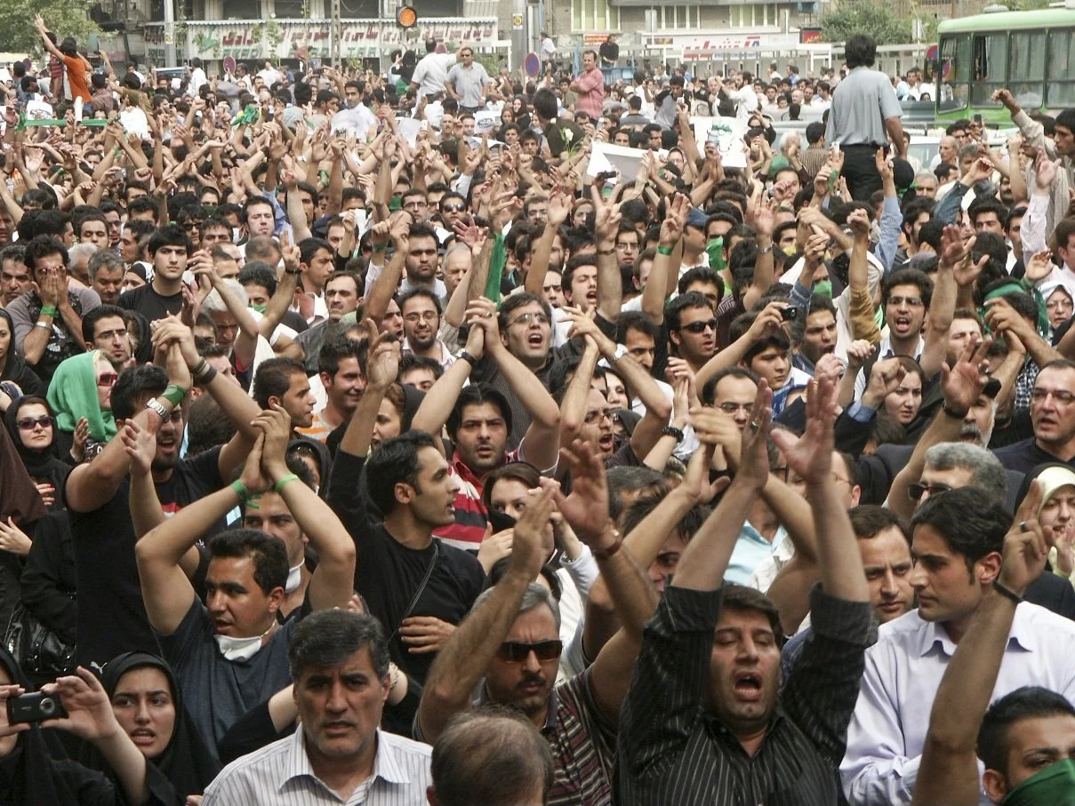 Scenes from the Iranian Green Movement protests, documenting public demonstrations in Iran — photo by Farhad Rajabali