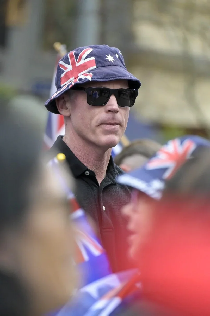 Editorial photograph from the Marches for Australia protests in Melbourne, documenting public demonstrations and civic expression. / photo by Farhad Rajabali | Artssie
