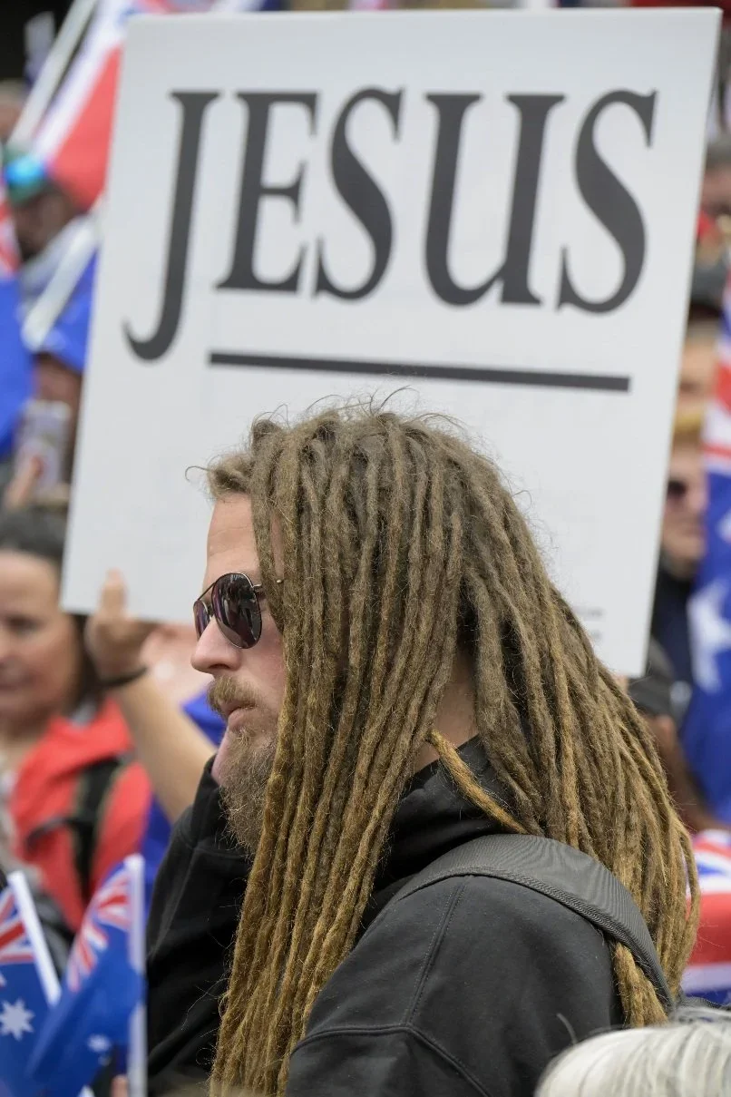 Editorial photograph from the Marches for Australia protests in Melbourne, documenting public demonstrations and civic expression. / photo by Farhad Rajabali | Artssie
