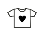 T-shirt with a black heart design on the front
